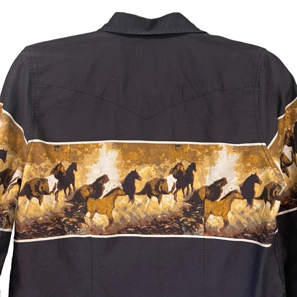 Vintage Roper Horse Print Western Cotton Long Sleeve Snap Button Shirt, Sz M - Picture 9 of 12